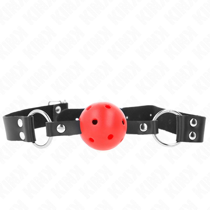 Bâillon Ball Gag Respirant 4 cm Double Rivet Ajustable - Kink