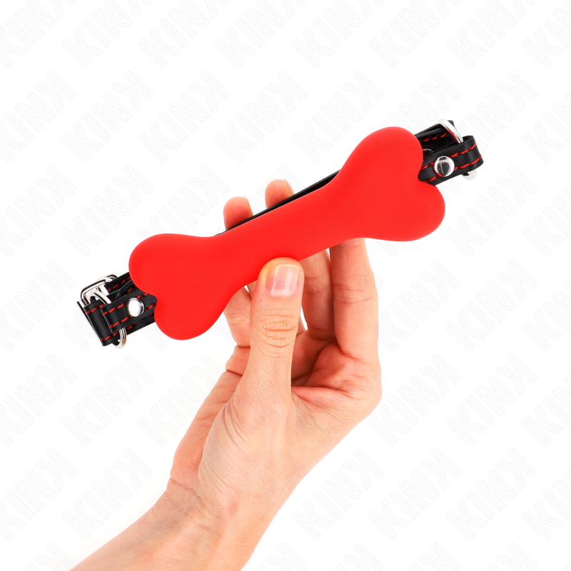 Bâillon BDSM Forme Os Rouge Silicone 12 cm Sangle Réglable - Kink