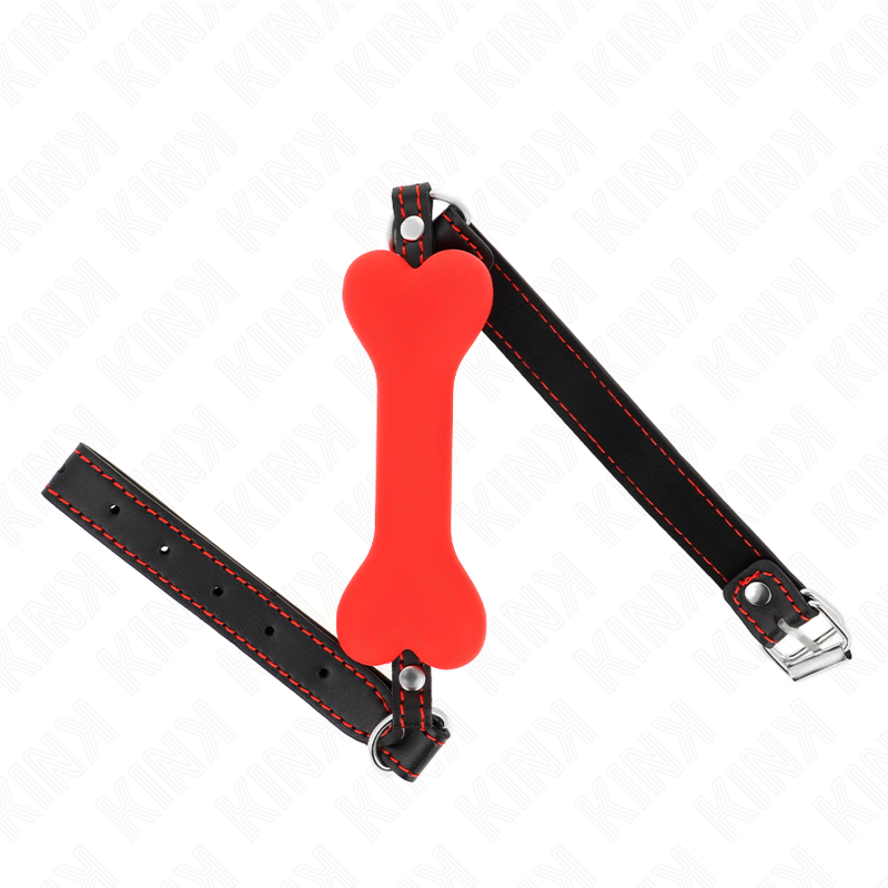 Bâillon BDSM Forme Os Rouge Silicone 12 cm Sangle Réglable - Kink