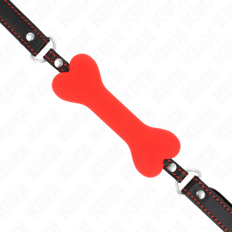 Bâillon BDSM Forme Os Rouge Silicone 12 cm Sangle Réglable - Kink