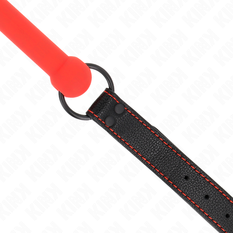 Bâillon BDSM Forme Os Sangle Cuirette Rouge Réglable 41-57 cm - Kink