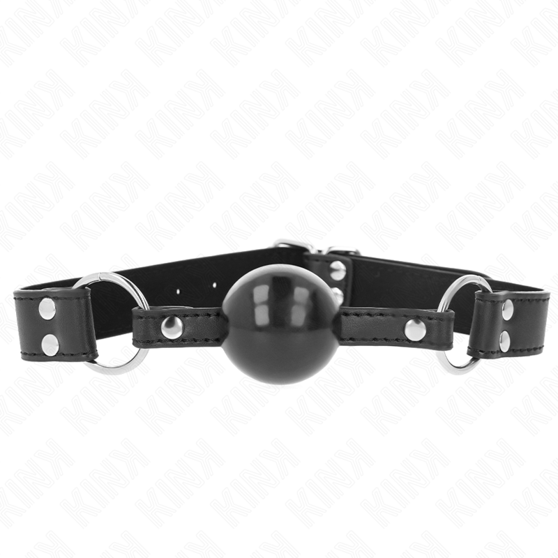 Bâillon Bit Gag Bille Souple Sangle Cuir Réglable 42-58 cm - Kink