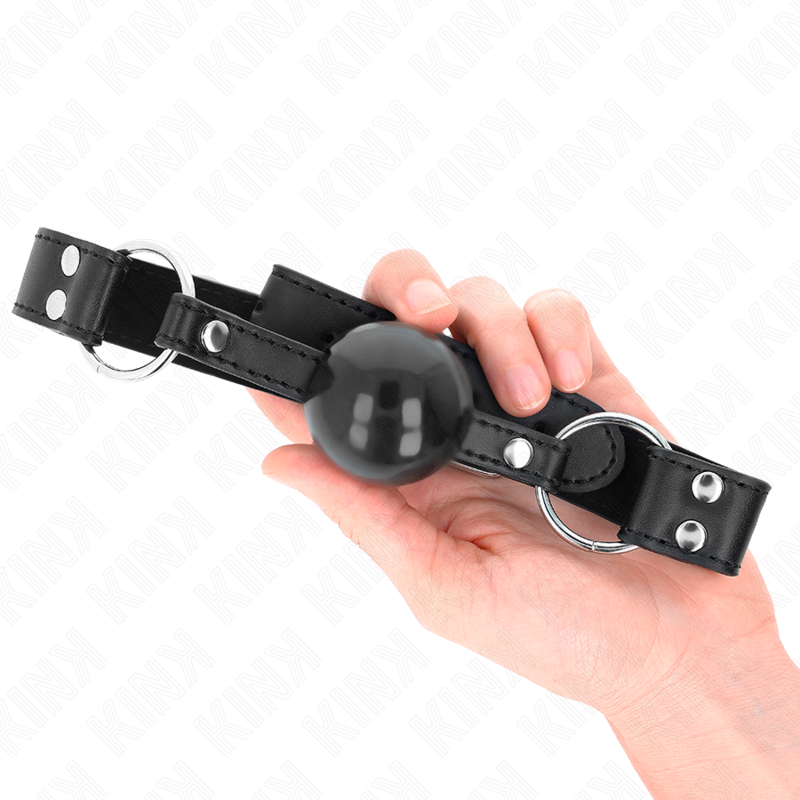 Bâillon Bit Gag Bille Souple Sangle Cuir Réglable 42-58 cm - Kink