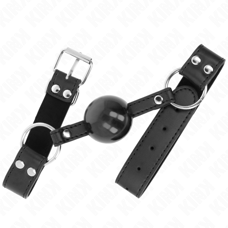 Bâillon Bit Gag Bille Souple Sangle Cuir Réglable 42-58 cm - Kink