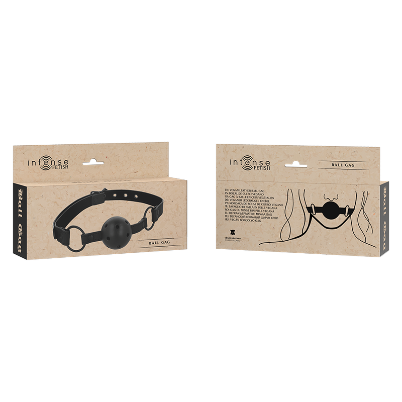 Bâillon Boule BDSM Cuir Végétalien Sangle Réglable - Intense