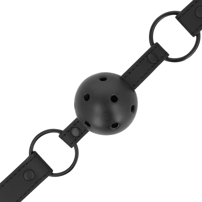 Bâillon Boule BDSM Cuir Végétalien Sangle Réglable - Intense