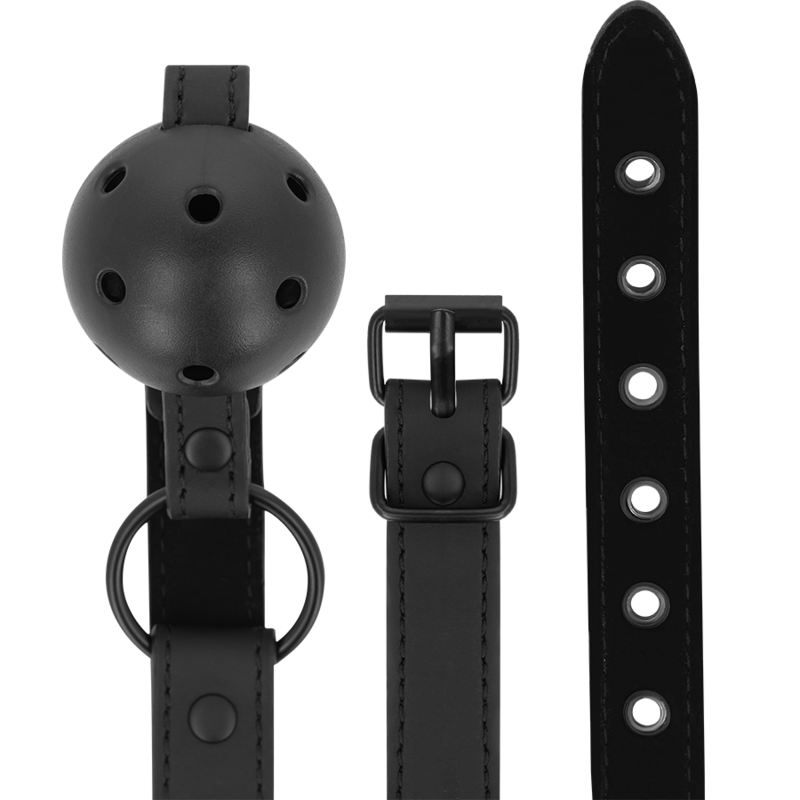 Bâillon Boule BDSM Cuir Végétalien Sangle Réglable - Intense