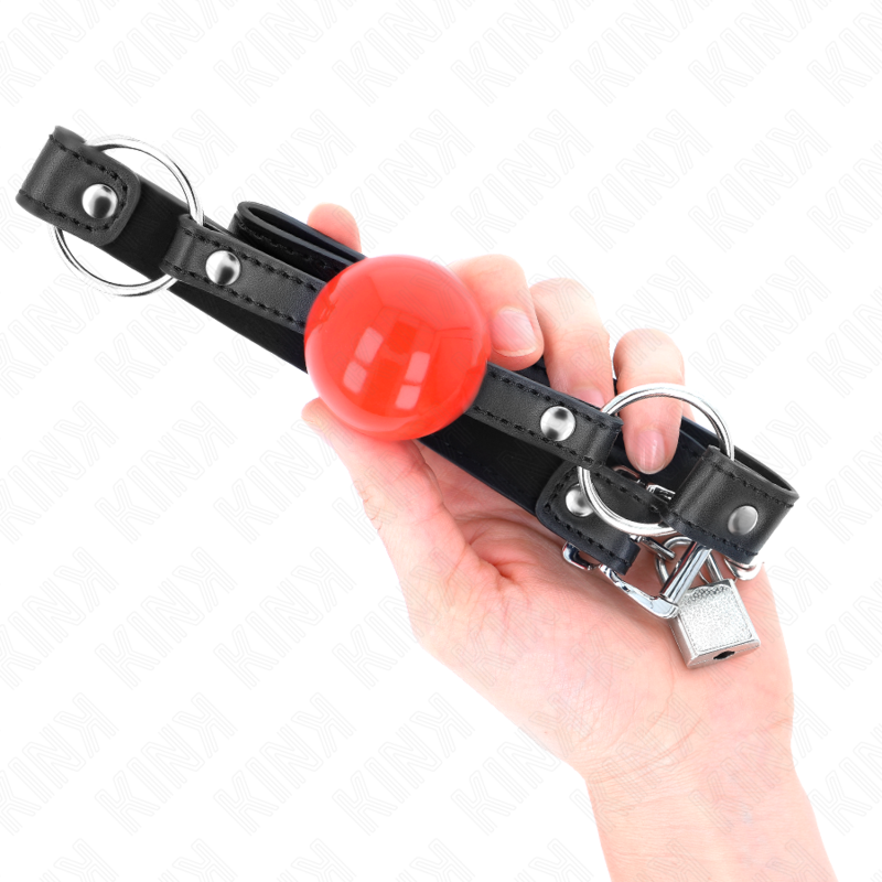 Bâillon Boule BDSM Verrouillable Bracelet Cuir 4 cm Silicone - Kink