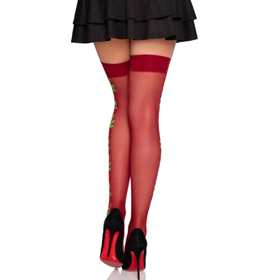 Bas Porte-Jarretelles 1957 Roses Brodées Élasthanne Extensible - Leg Avenue