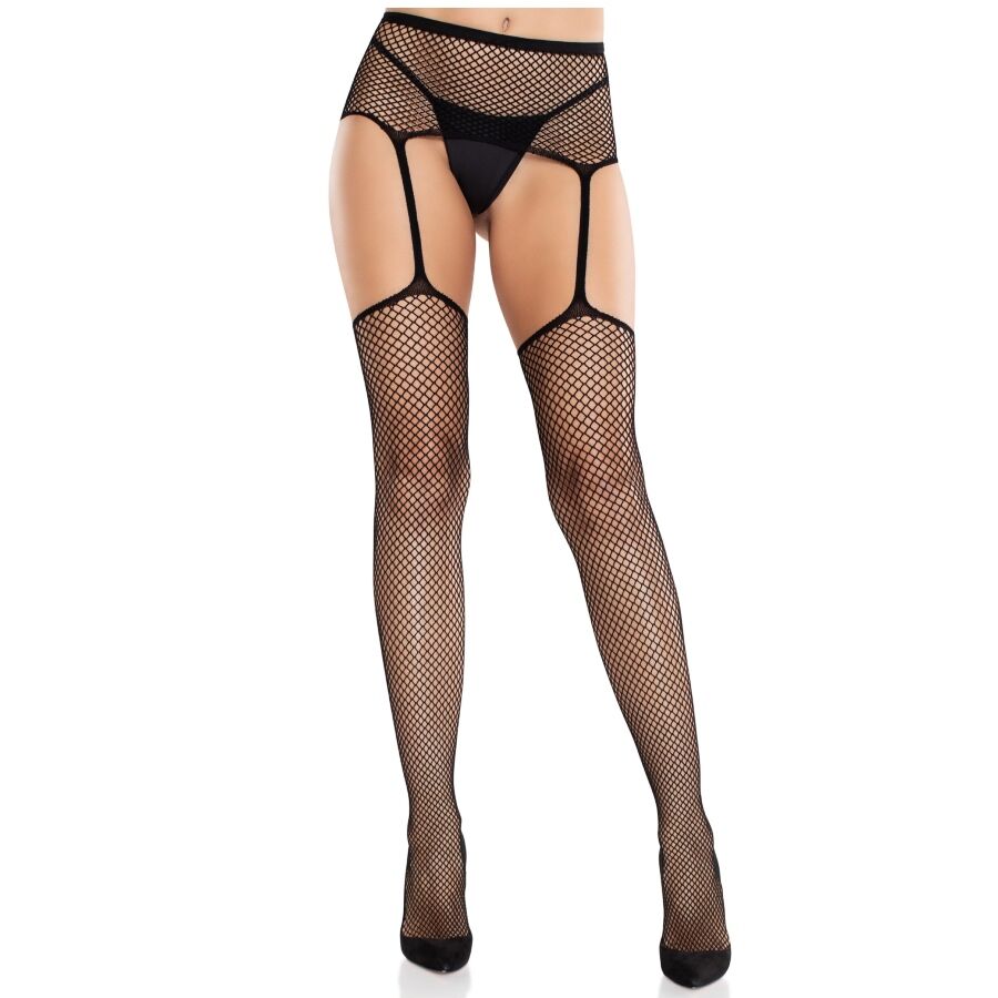 Bas Résille Couture Arrière Porte-Jarretelles Croix Dos Nu - Leg Avenue