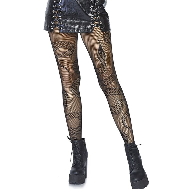 Bas Résille Motif Serpent Nylon Stretch Taille Unique - Leg Avenue