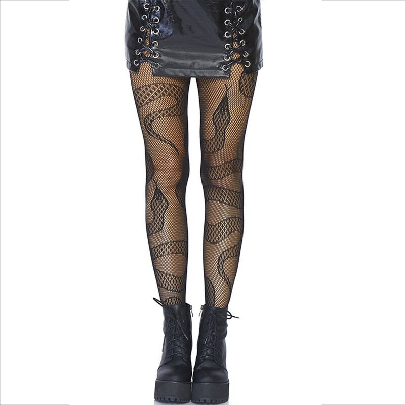 Bas Résille Motif Serpent Nylon Stretch Taille Unique - Leg Avenue
