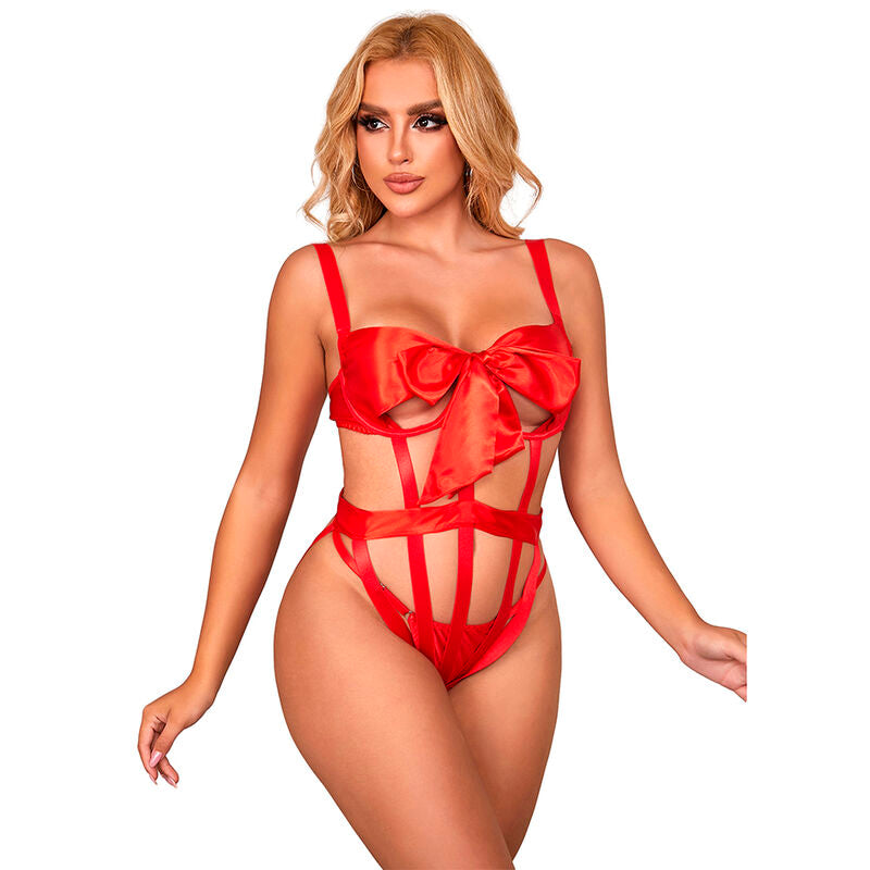 Body Sexy Ajouré Nœud Rouge Résille Extensible 2 Tailles - Subblime