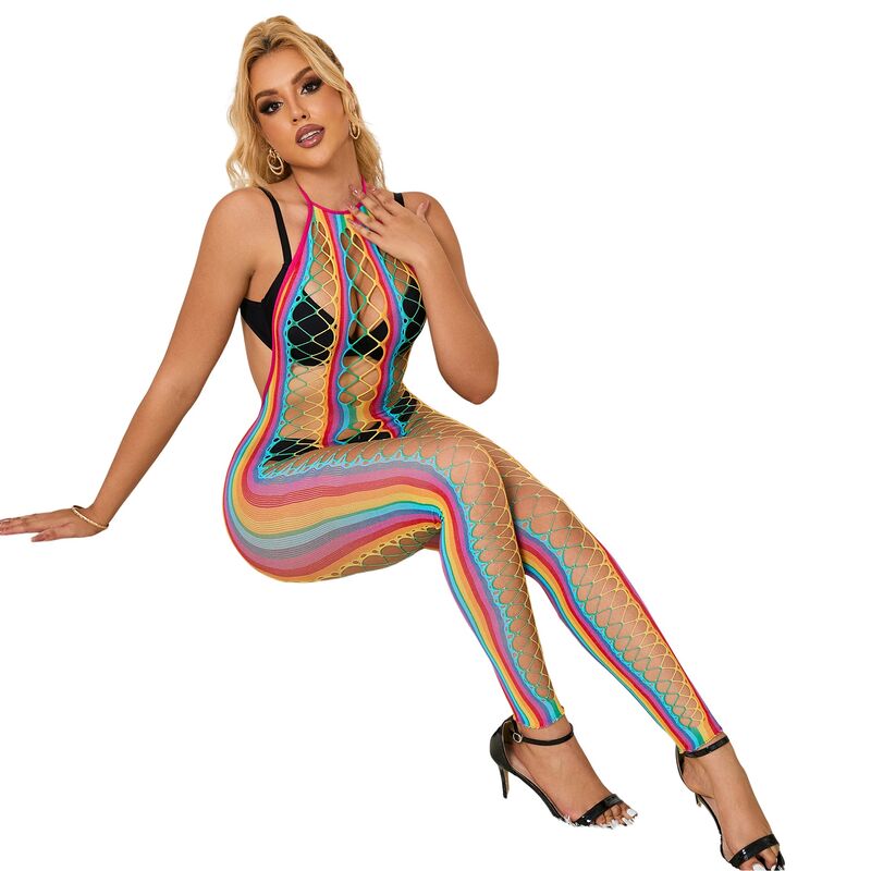 Bodystocking Col Licou Dos Ouvert Maille Arc-en-Ciel XS/M - Subblime