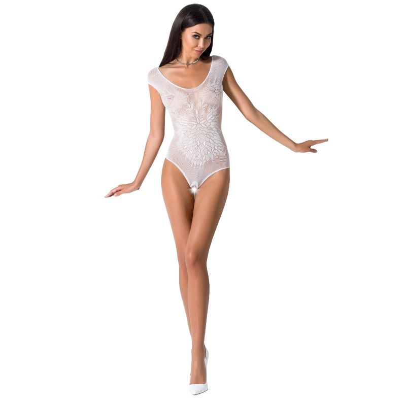 Bodystocking Résille Rouge BS064 Ouverture Entrejambe Taille Unique - Passion Woman