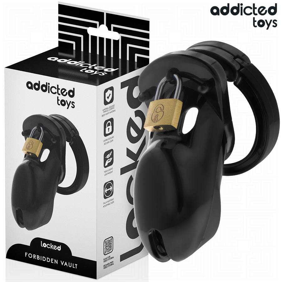 Cage de Chasteté Locked 10 cm 5 Anneaux Ajustables - Addicted Toys