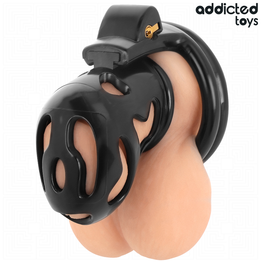 Cage de Chasteté Locked Verrouillable 4 Anneaux Cadenas - Addicted Toys