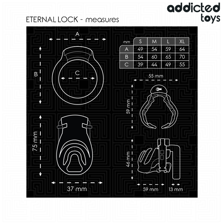 Cage de Chasteté Locked Verrouillable Plug Urétral 4 Anneaux - Addicted Toys