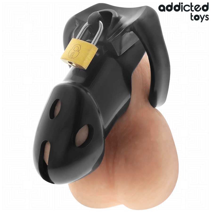 Cage de Chasteté Unbroken Den 9,8 cm 3 Anneaux Cadenas - Addicted Toys