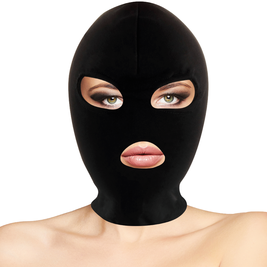Cagoule BDSM Soumission Spandex Ouverture Bouche et Yeux - Darkness