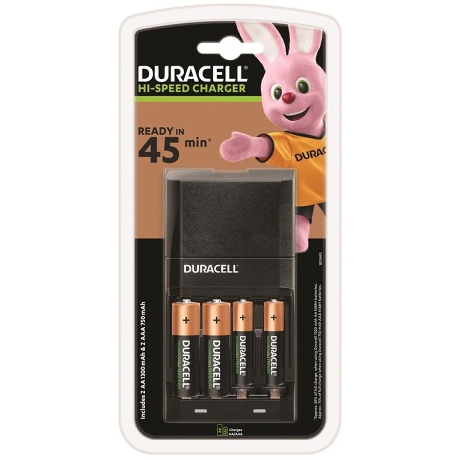 Chargeur Rapide 45 Minutes avec 4 Piles Rechargeables AA et AAA - Duracell