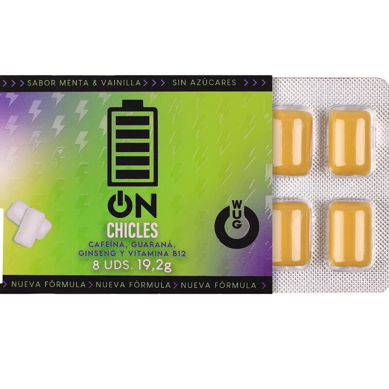 Chewing-Gum Énergisant Caféine Guarana Menthe Vanille 8 Comprimés - Wug Gum