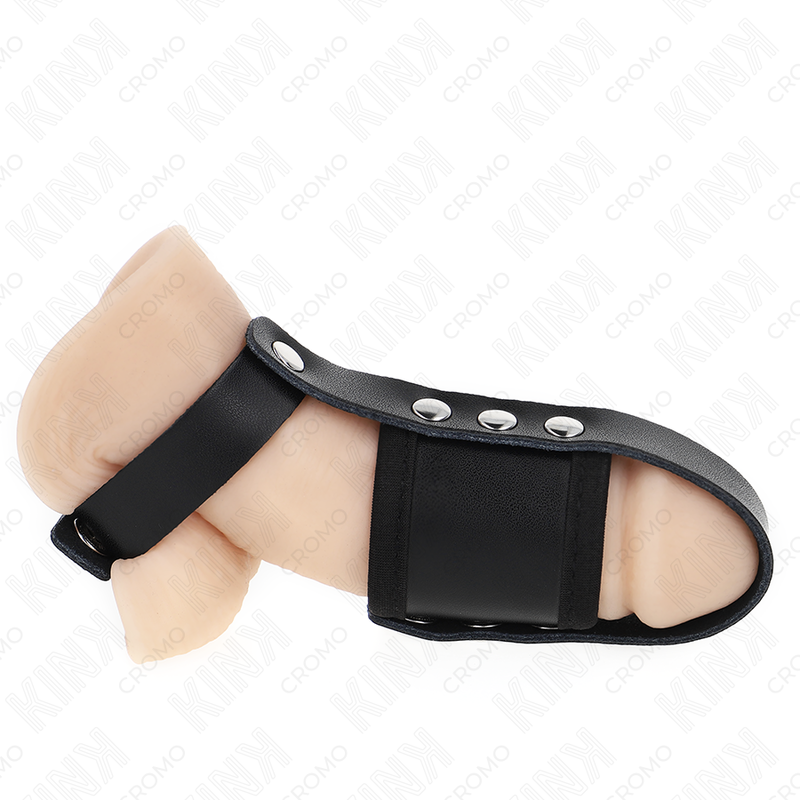 Cockring Cuir Cage à Pénis Sangle Réglable Séparateur de Testicules - Kink