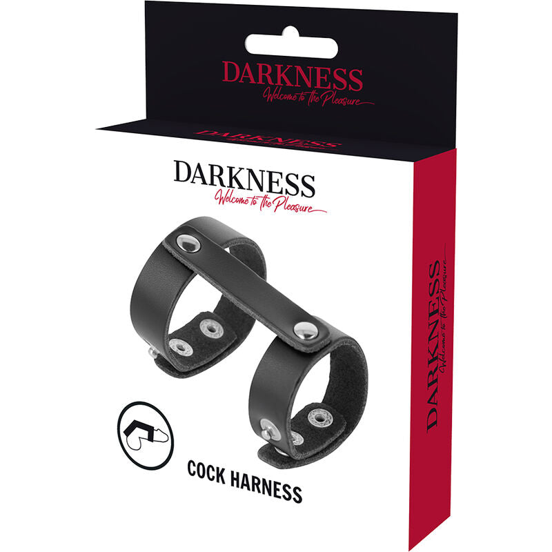 Cockring Cuir Synthétique Réglable Pénis et Testicules - Darkness