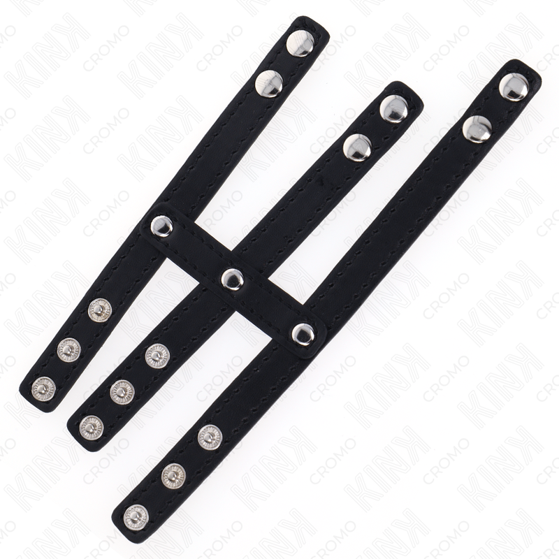 Cockring Cuir Triple Anneau Fermeture à Pression Réglable - Kink
