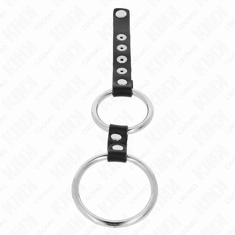 Cockring Double Anneau Métal et Cuir Réglable 3,8 à 5 cm - Kink