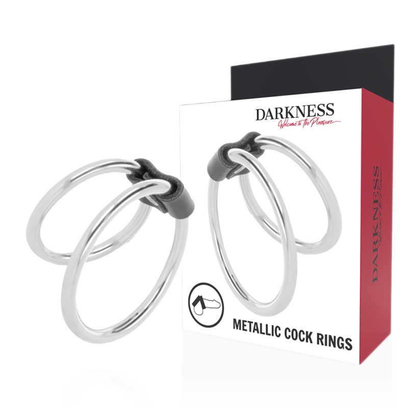 Cockring Double Anneau Métal Hypoallergénique Pénis et Testicules - Darkness
