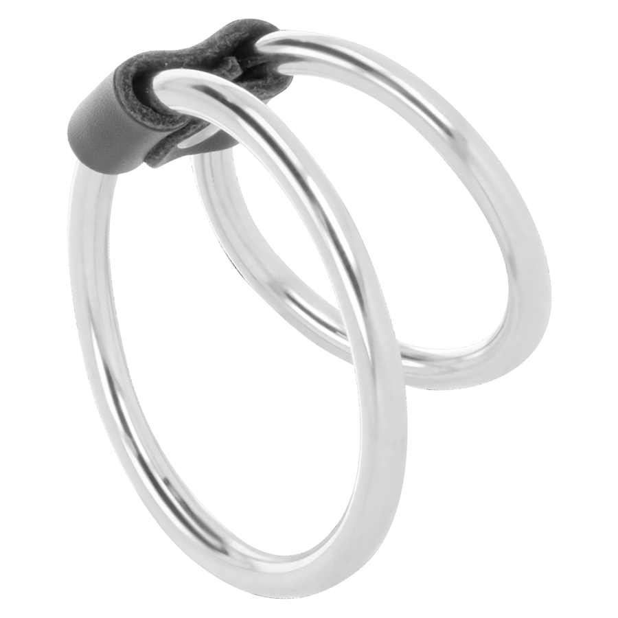 Cockring Double Anneau Métal Hypoallergénique Pénis et Testicules - Darkness