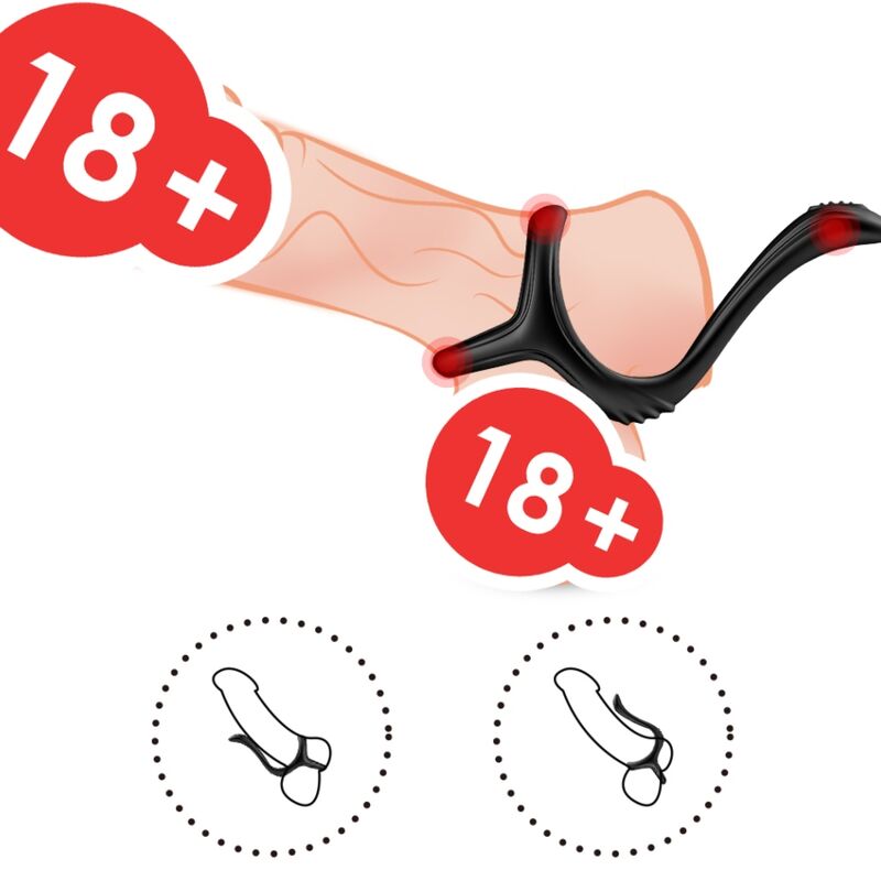 Cockring Double Anneau Trésor Silicone Noir - Armony