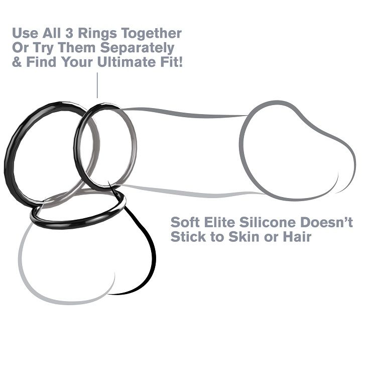 Cockring Set 3 Anneaux Stamina Silicone Extensible Débutant - Fantasy C-Ringz