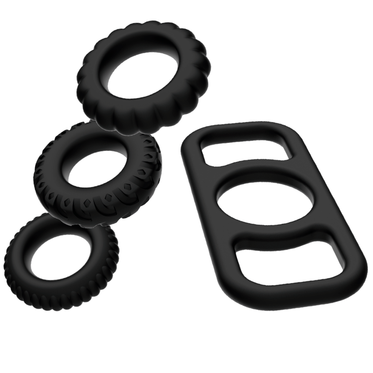 Cockring Set 4 Pièces Silicone Souple Différentes Tailles - Addicted Toys