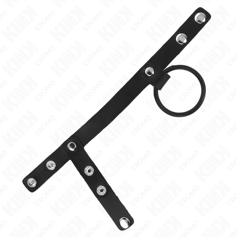 Cockring Silicone 3,8 cm Séparateur de Boules Sangle Cuir - Kink