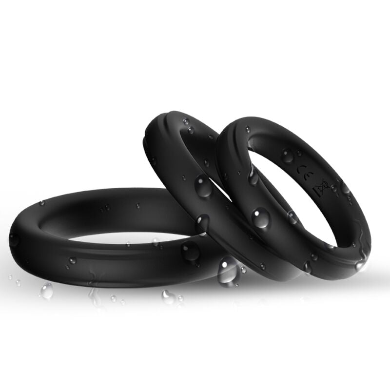 Cockring Triple Silicone Anneaux Extensibles Noir - Armony