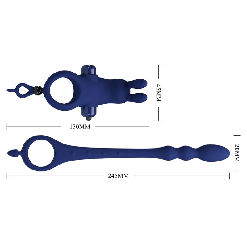 Cockring Vibrant Ayad avec Plug Anal Silicone 10 Modes - Pretty Love