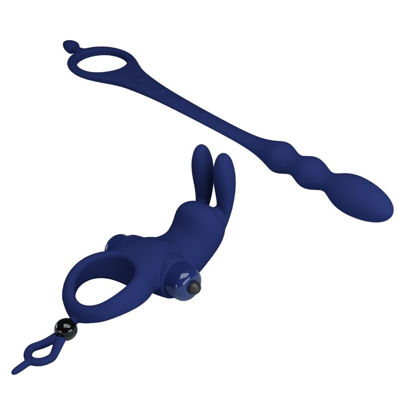 Cockring Vibrant Ayad avec Plug Anal Silicone 10 Modes - Pretty Love