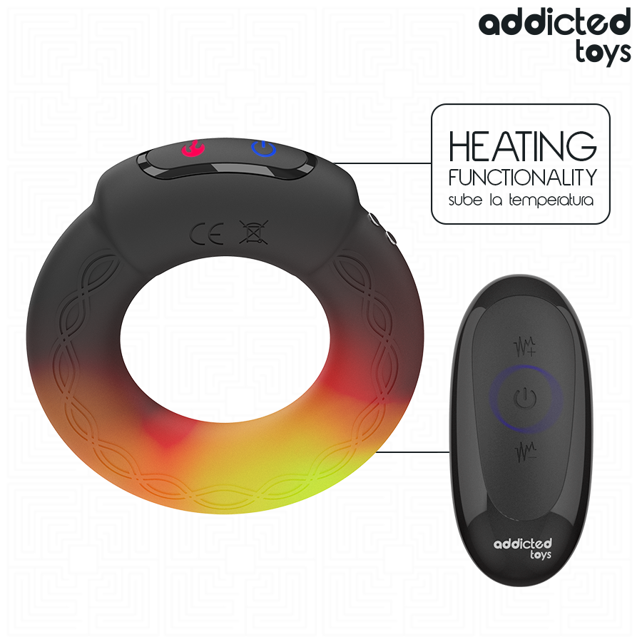 Cockring Vibrant Chauffant Télécommande 9 Modes Rechargeable - Addicted Toys