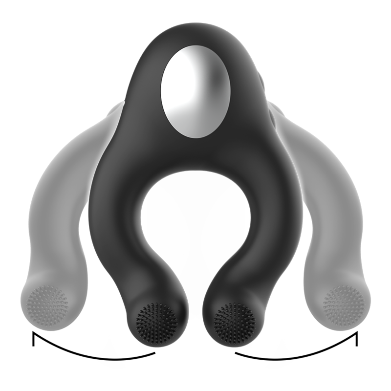 Cockring Vibrant Licking Silicone 3 Moteurs Rechargeable Noir - Black&Silver