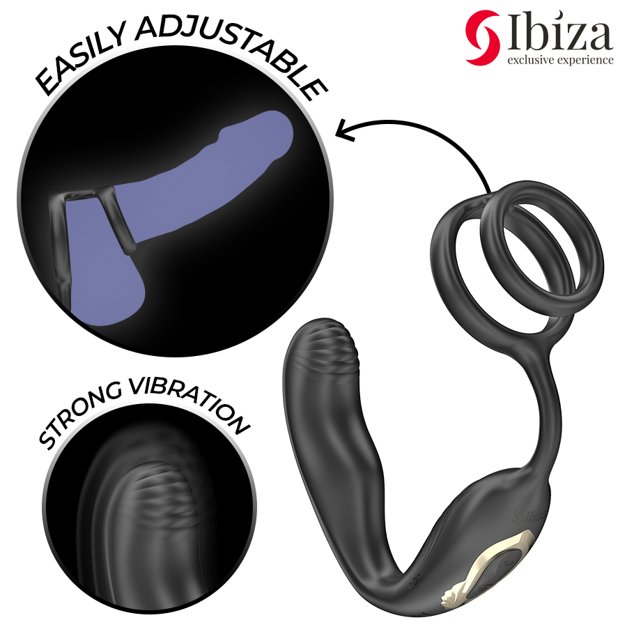 Cockring Vibrant Rotatif Wiggle Télécommandé 10 Modes USB - Ibiza Technology