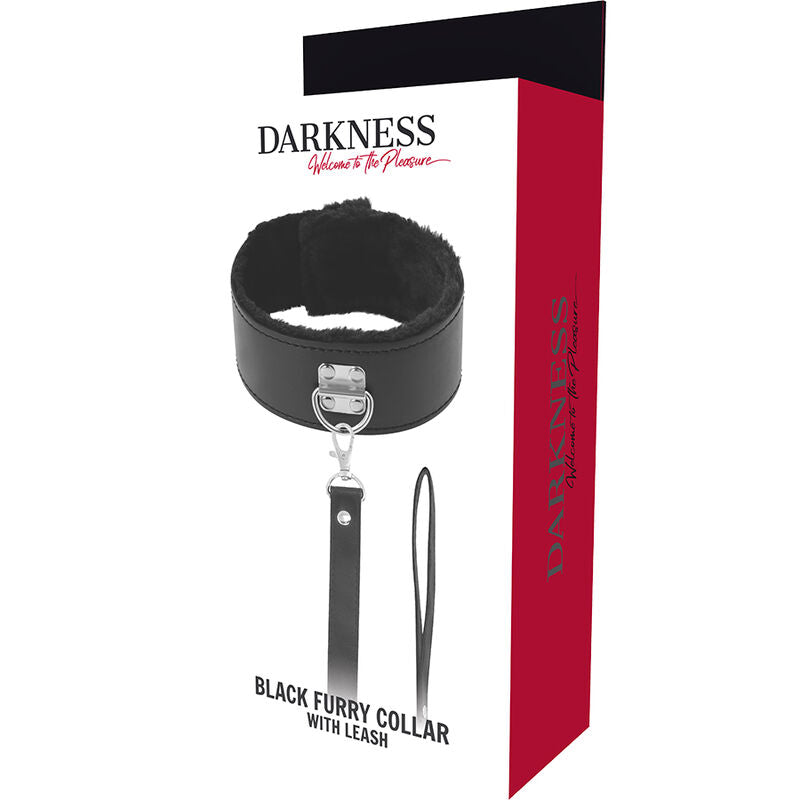 Collier BDSM Doublé Néoprène Cuir PU avec Laisse Titane - Darkness