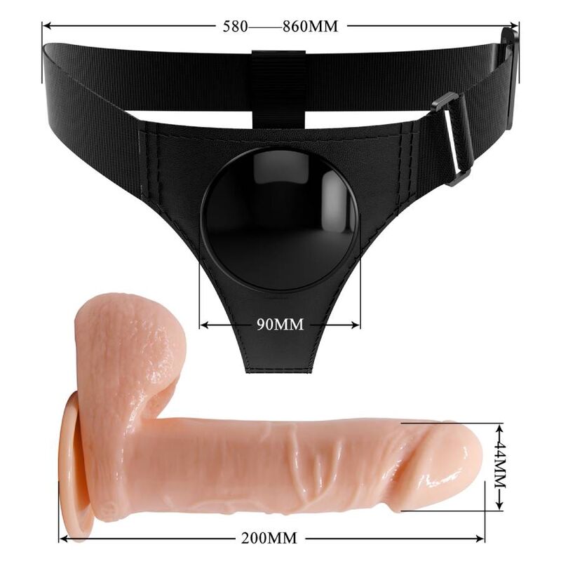 Gode Ceinture Réaliste Tom 20 cm Harnais Slip Universel Extensible - Pretty Love