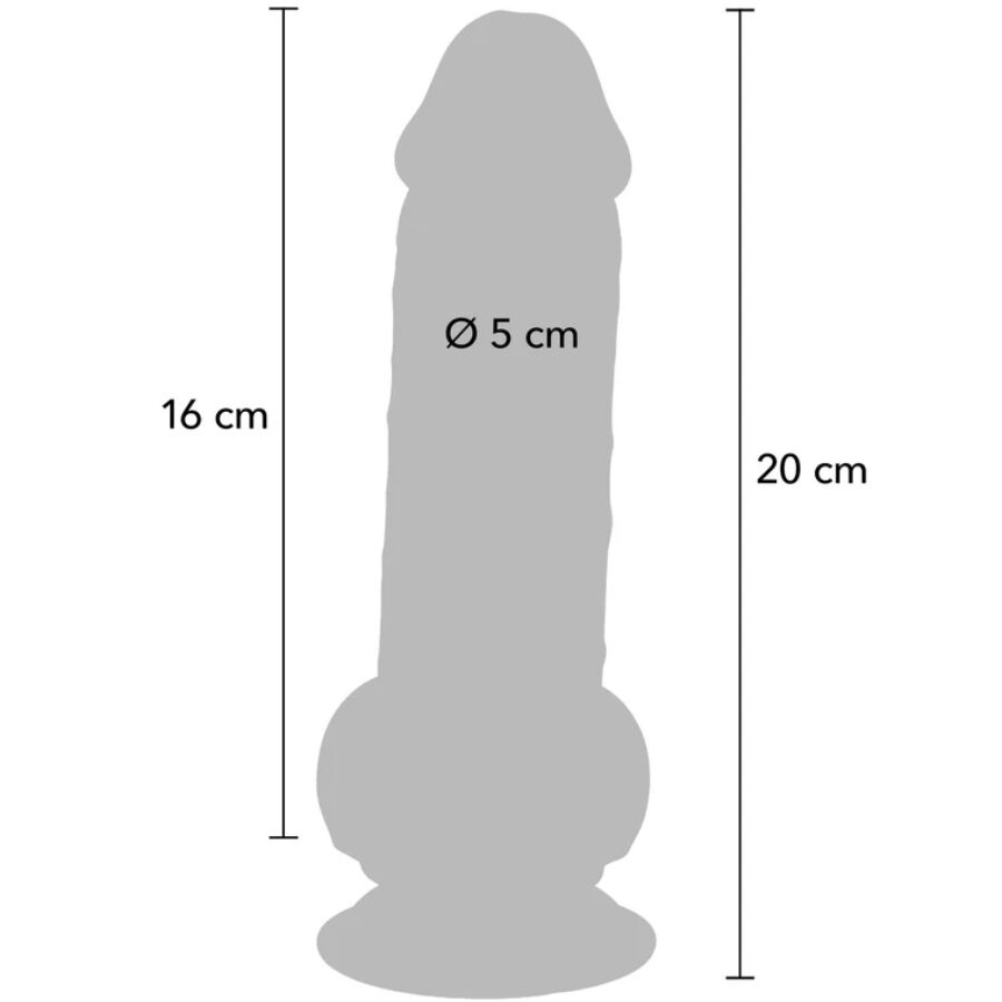 Schéma explicatif — gode réaliste Get Real, testicules 7 tailles