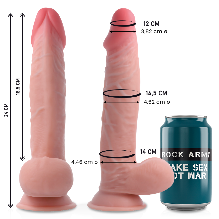 Gode Réaliste Sherman Double Densité Ventouse 24 cm - Rock Army