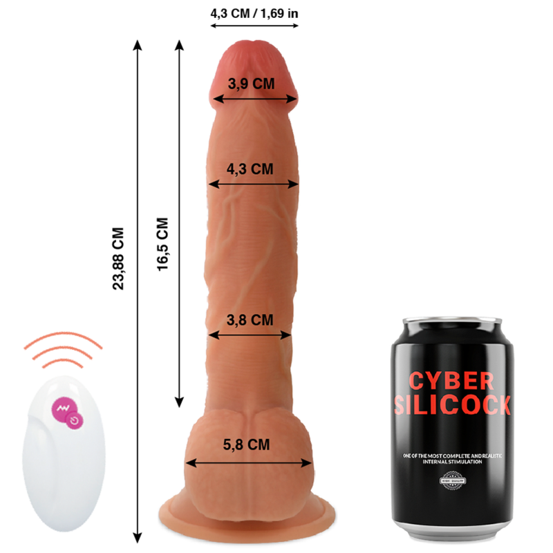 Gode Réaliste Télécommandé Master Huck Vibrant Ventouse - Cyber Silicock