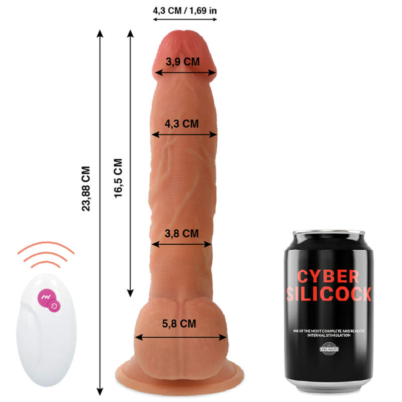 Gode Réaliste Télécommandé Master Huck Vibrant Ventouse - Cyber Silicock