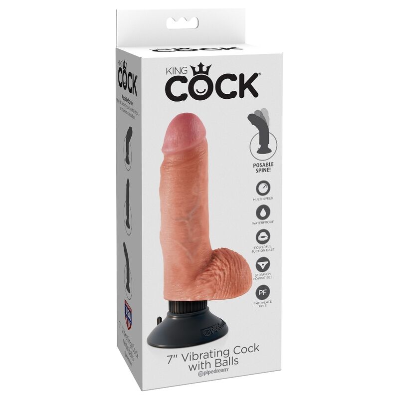 Gode vibrateur avec testicules 17.78 cm naturel