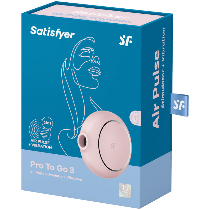SATISFYER - STIMULATEUR ET VIBRATEUR DOUBLE AIR PULSE PRO TO GO 3 BLEU